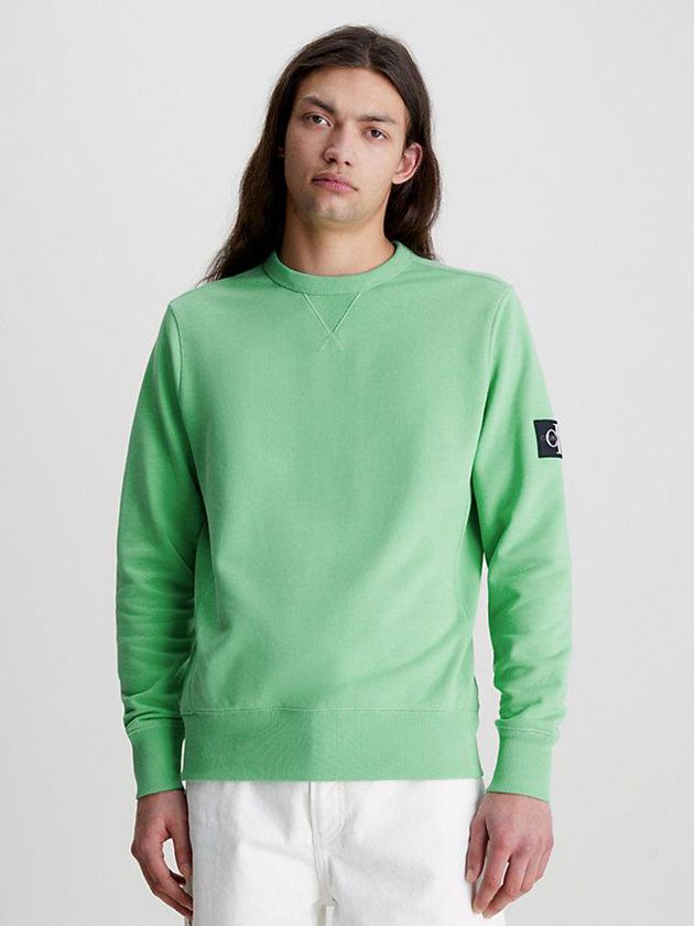 Calvin Klein USA Monogram Badge Mens Sweatshirt Green 3027196-RL